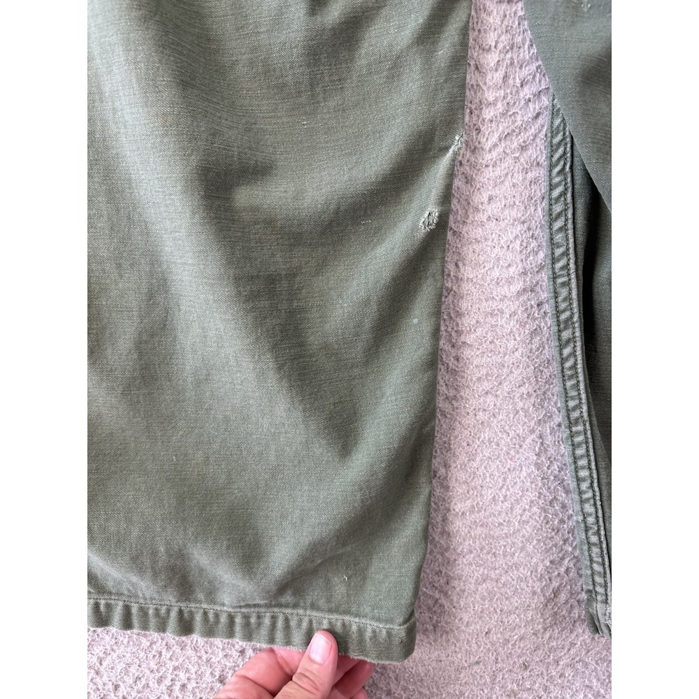 Vintage US Army OG-507 Baker Trousers Womens 34x23 Button Fly Distressed Patched - Picture 15 of 16